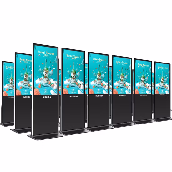 Fábrica 32 49 55 65 polegadas Android 4K Totem Touch Screen Quiosque de sinalização digital LCD Exibição de publicidade de piso